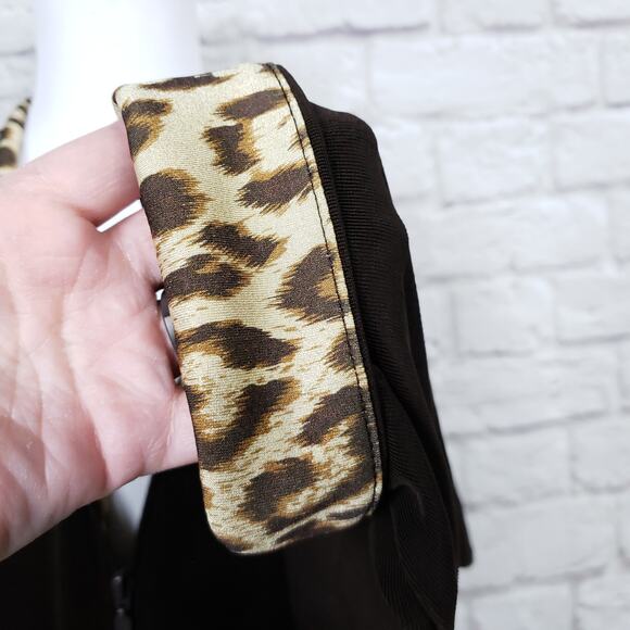 Chico's Travelers Sz 3 Jacket Brown Leopard Animal Print Trim Zipper Front XL 16 - Picture 5 of 9